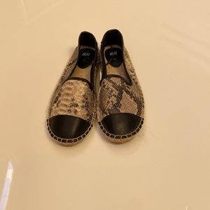 Faux snakeskin flat espadrilles